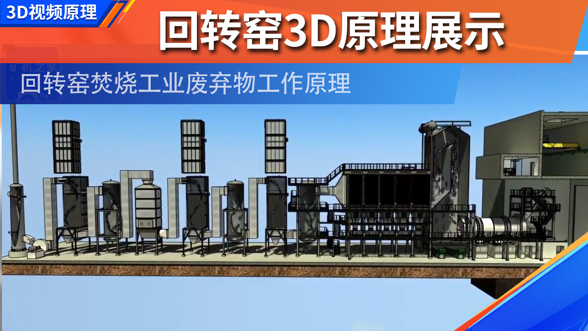 3D动画演示回转窑焚烧工业废弃物