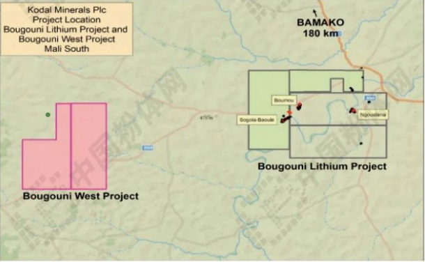 Bougouni锂项目所处地理位置。来源：Kodal Minerals 2020年报，海通国际